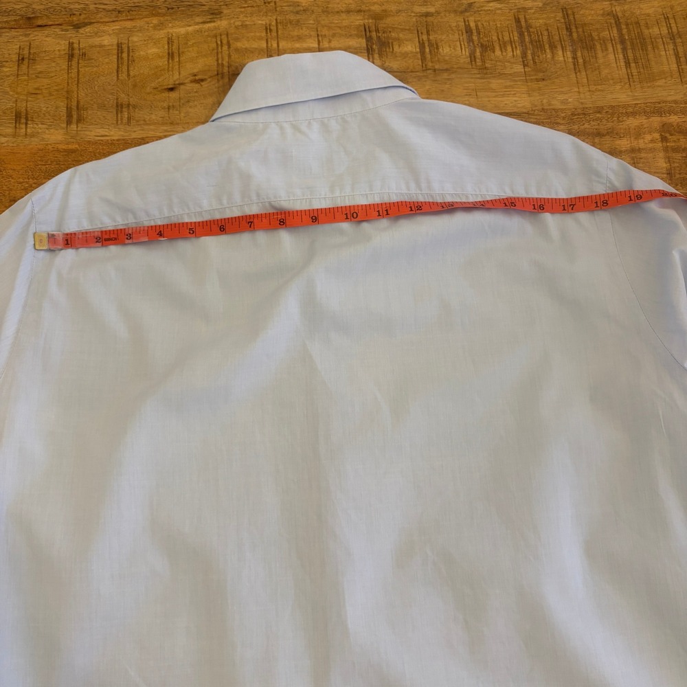 Finamore 1925 Napoli Dress Shirt Mens 18/45 Button Up Italy Cotton Light Blue - Picture 15 of 16